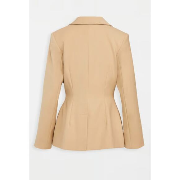 Anine Bing Ade Blazer Wool Blend Crossover Suiting Jacket Tan Beige Medium - Picture 3 of 14